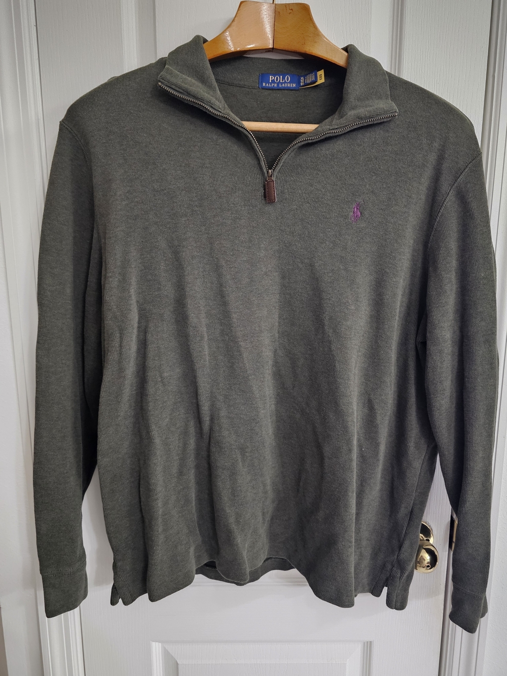 Polo by Ralph Lauren Men's Olive Green Quarter-Zip Sweatshirt